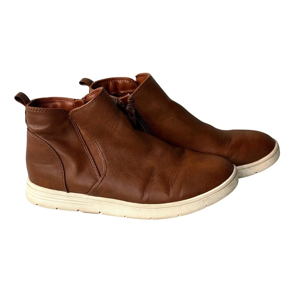 Cat & Jack Kids Brown Faux Leather Side Zip Ankle Boots Size 5 Brown Chelsea